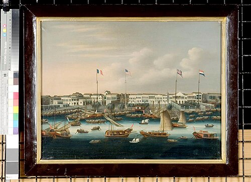 Gezicht op Kanton, China, 1842, 