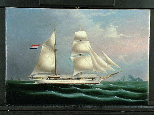 De schoenerbrik 'Blommendal' of 'Melvill van Carnbee', opnemingsvaartuig van de Indische Militaire M, 1886, 