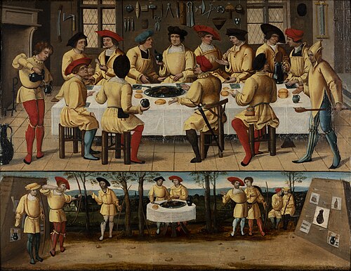 Schietoefening en maaltijd van Boogschutters, 1525, 
