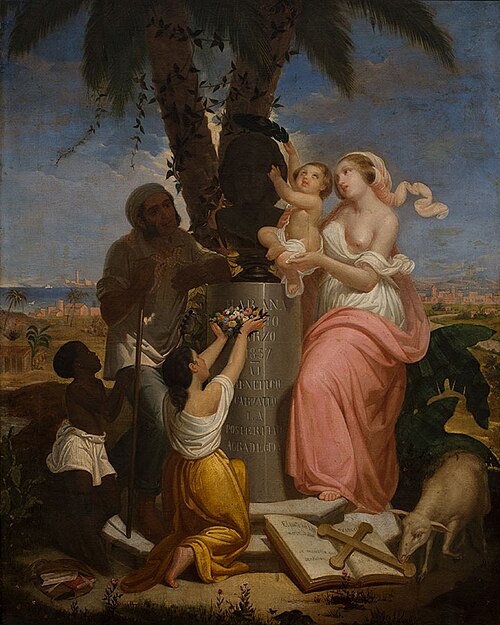 Christian Charity crowning the bust of Francisco Carvallo, 1857, 