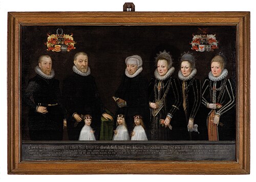 Group portrait of Elbert van Rechteren genaamd Voorst tot Schoonderbeek (1533-1611), Johanna van Arn, 1609, 