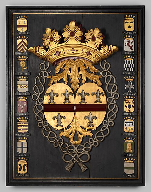 Wapenbord met dubbel wapen van de familie Hackfort tot ter Horst, 1711, 