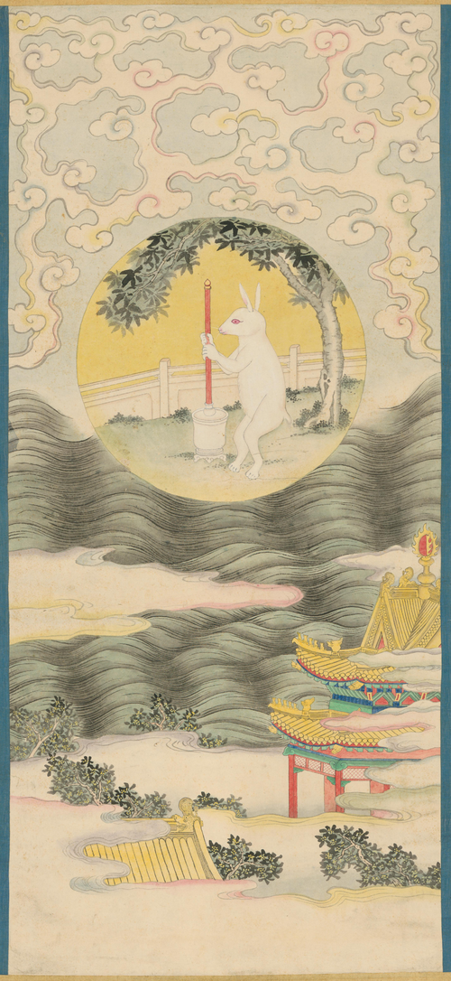 清人月宫玉兔图轴, , 