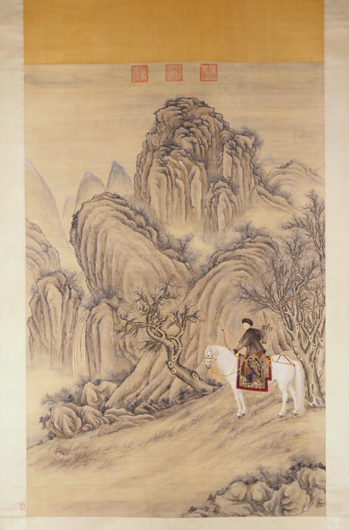 清代人画弘历射兔图轴, , 