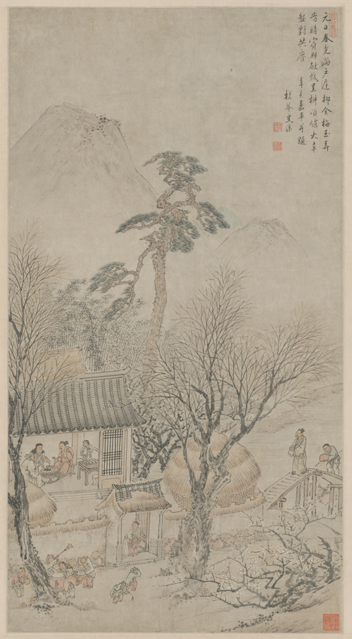 史汉元日题诗图轴, , 