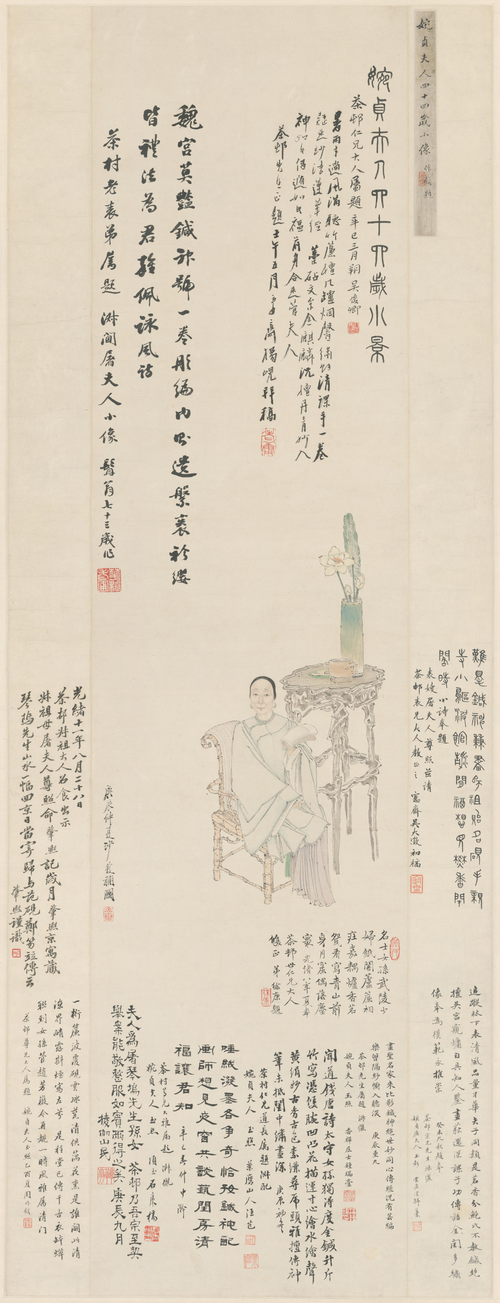 沙馥补景清人画屠婉贞像轴, , 