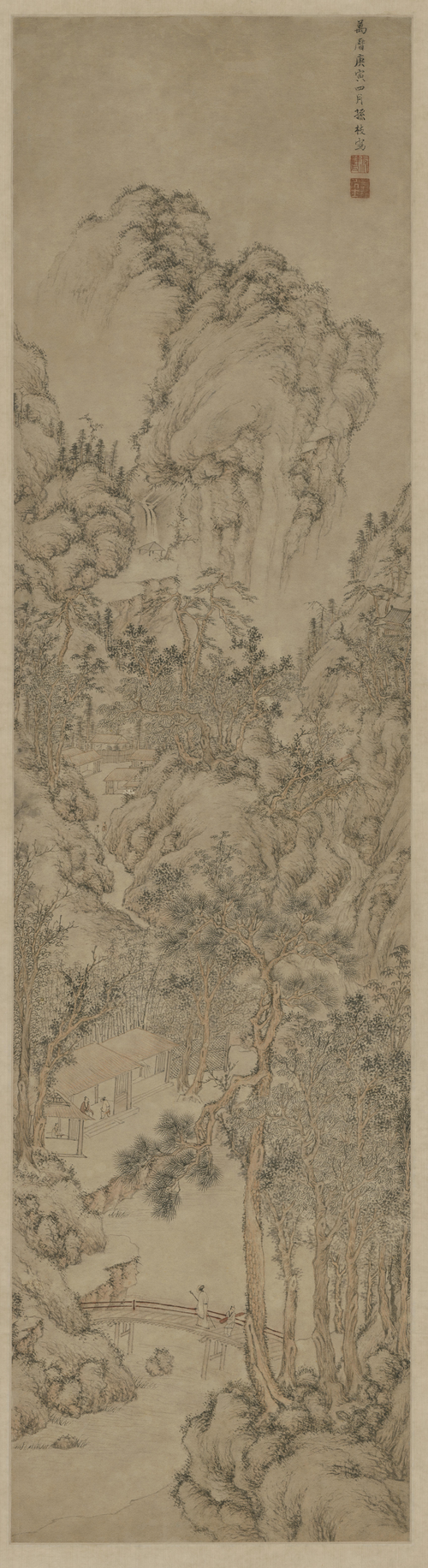 孙枝携琴访友图轴, , 