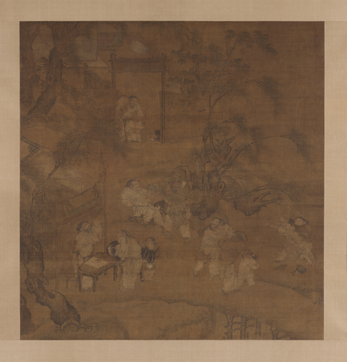 宋人柳荫群盲图轴, , 