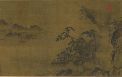 王谔江阁远眺图轴, , 