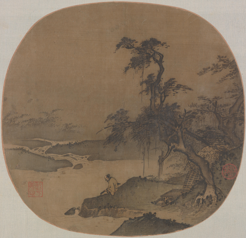 宋人临流抚琴图页, , 