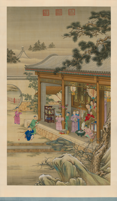 清人画弘历岁朝行乐图像, 1736, 