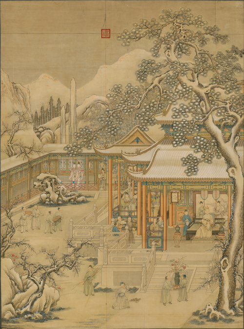 清人画弘历古装行乐图轴, , 