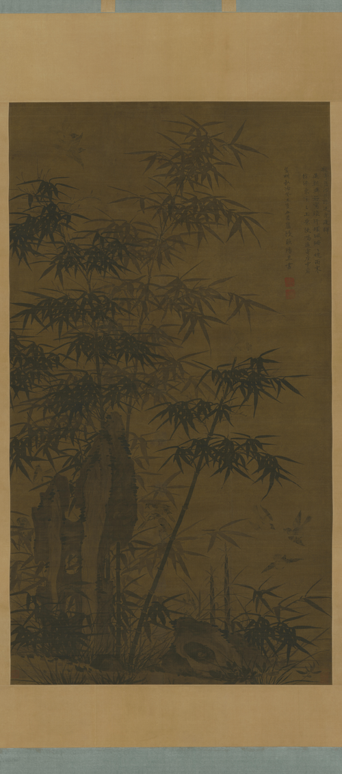 吕端俊竹雀图轴, , 