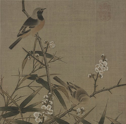 梅竹双鹊图页, , 