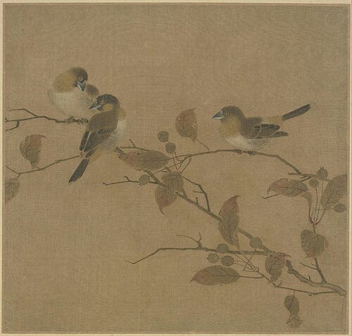 霜桕山鸟图页, , 