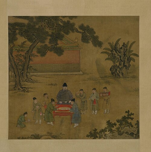 朱瞻基斗鹌鹑图轴, , 