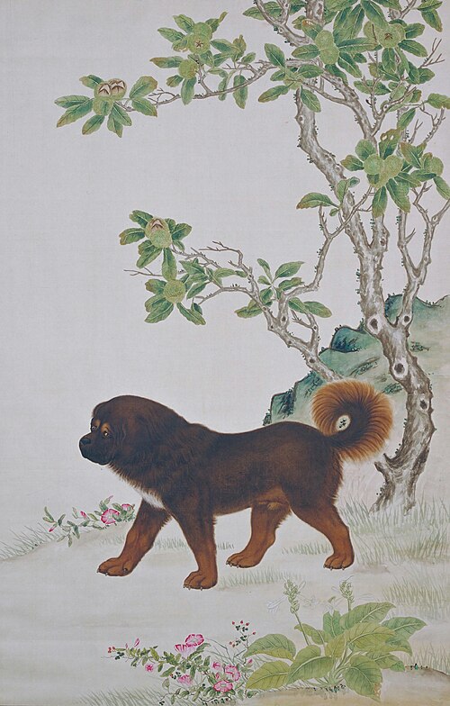 栗犬图轴, , 