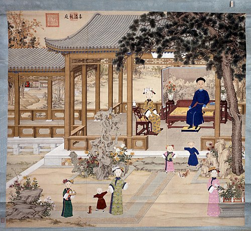 道光帝喜溢秋庭图轴, , 