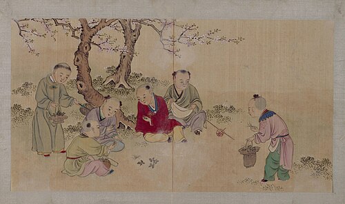 婴戏图册之斗草图, , 