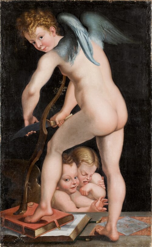Amor täljer sin båge, 1650, 