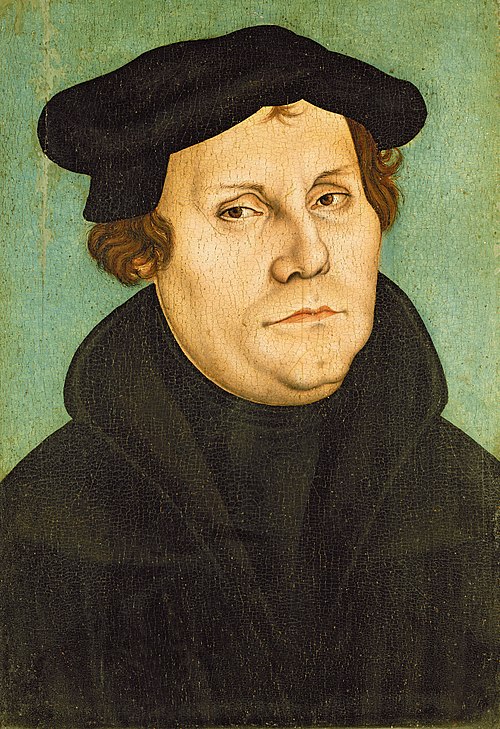 Martin Luther, bust-length, facing right, 1529, 