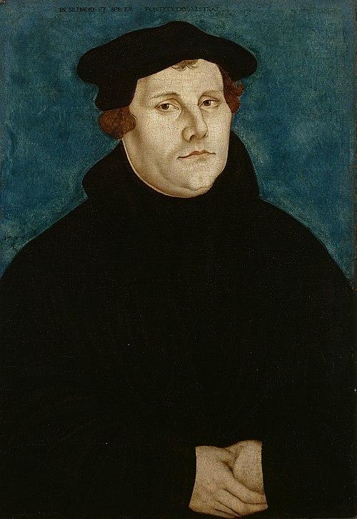 Martin Luther, bust-length, facing right, 1529, 
