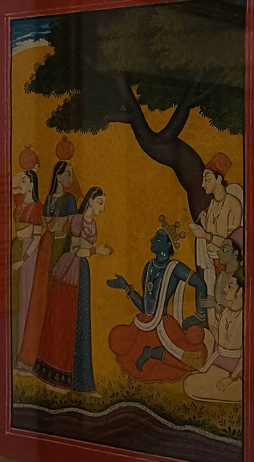 Krishna demanding butter from gopies on their way to Mathura, 1780, 