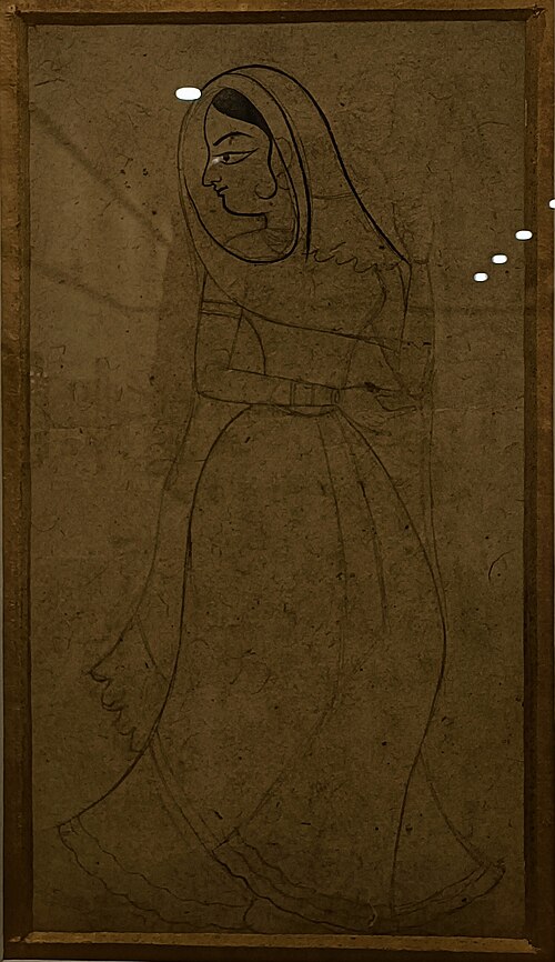 Miniature Painting (in process) showing a Nayika., 1750, 