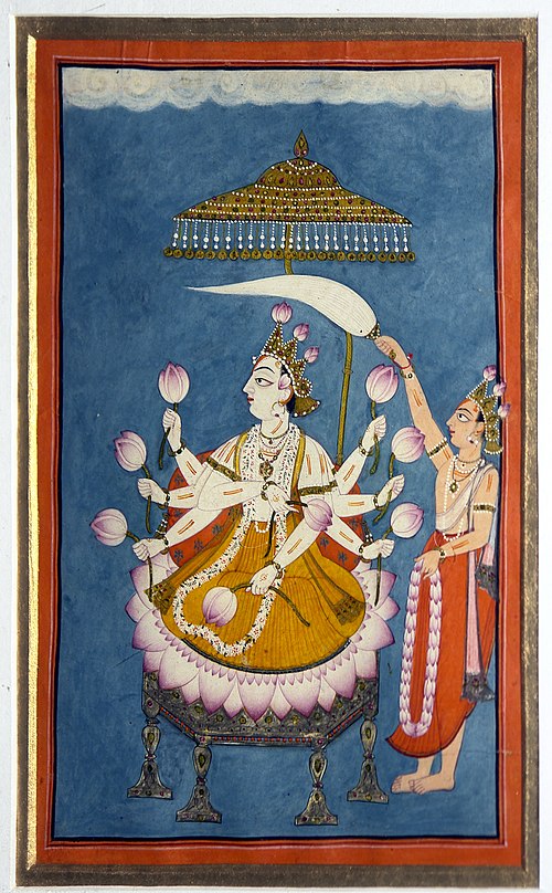 Lord Vishnu is seated on lotus flower, 1750, 