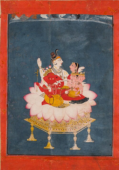 The Holy Family - Shiva Parvati with their sons Ganesha and Kartikeya, 1750, 
