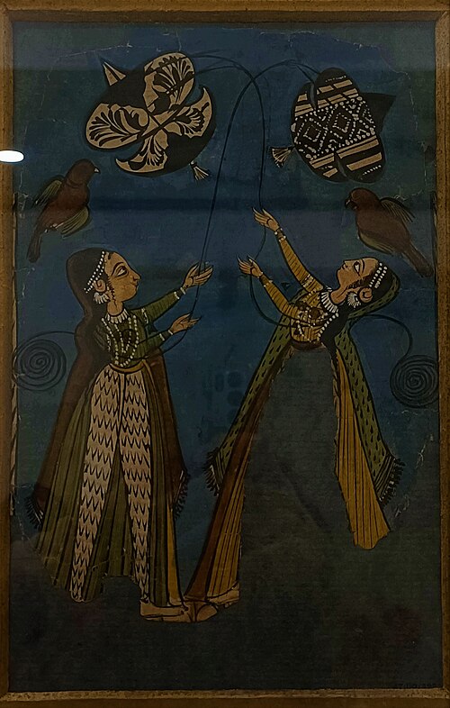 Two ladies flying kites, 1750, 