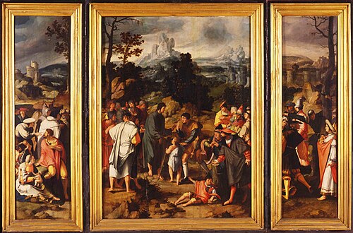 Healing of Blind Man of Jericho (triptych), 1565, 