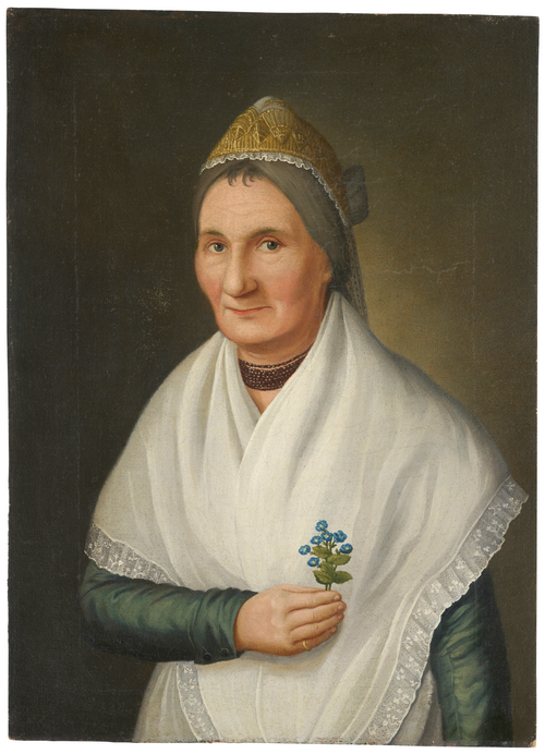 Portrait de la patronne de l’auberge « Zum Wilden Mann » (?) en costume traditionnel du Brisgau, 1810, 