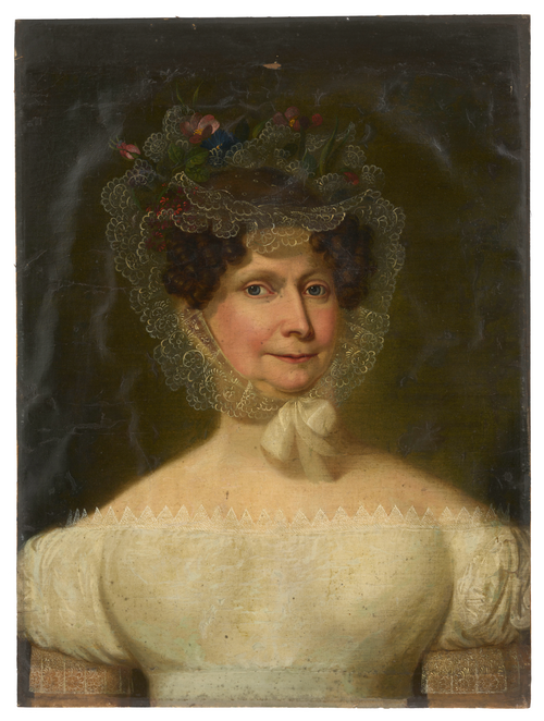 Brustbild einer älteren Dame mit Spitzenhaube, 1835, 