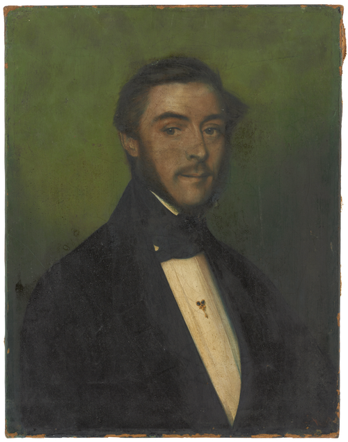 Brustbild eines Mannes vor grünem Grund, 1849, 