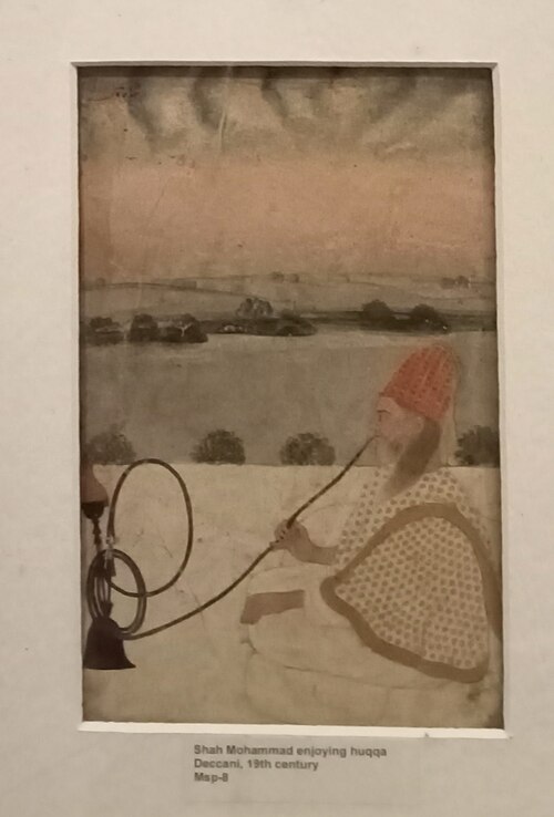 Shah Muhammad enjoying huqqa - Deccan Painting 19th Century, 19, 