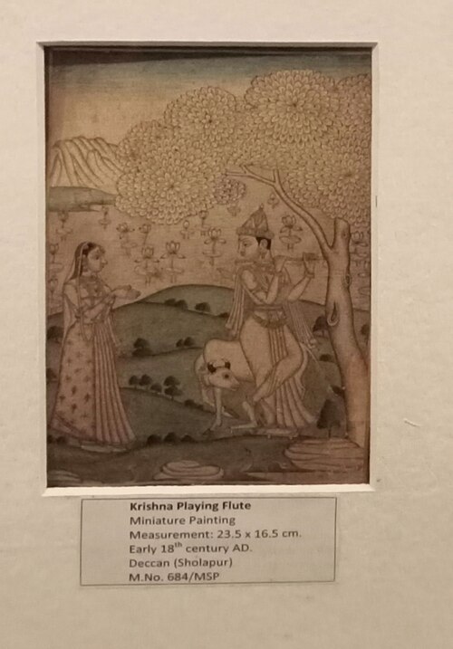 Krishna playing flute - Deccan Painting - 18th Century, 18, 