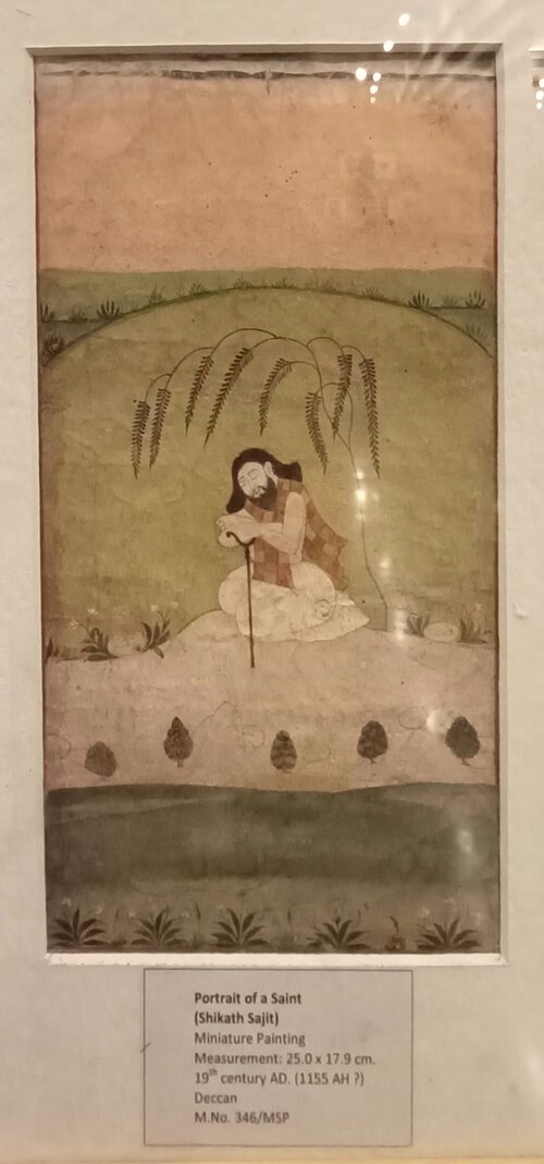 Portrait of Saint (Shikath Sajit) - Deccan Painting - 19 Century, 19, 