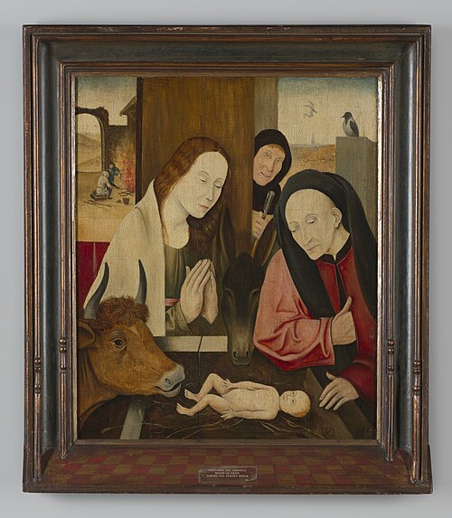 Paneelschildering "Stal van Bethlehem" op hout, navolger van Jeroen Bosch, begin 16e eeuw, 1515, 