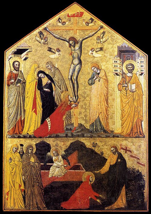 Crucifixion with Saints and Noli Me Tangere, 1350, 