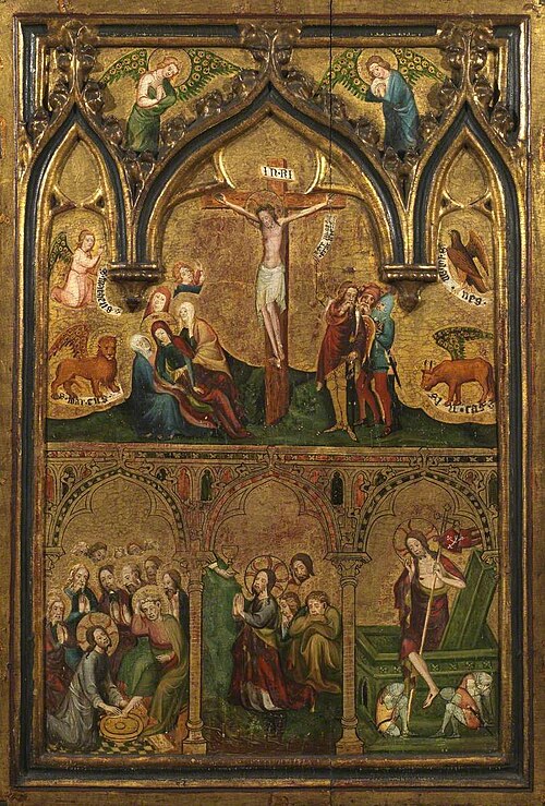 Crucifixion Triptych (formerly known as the 'Estouteville Triptych') (triptych, centre panel) (recto, 1374, 