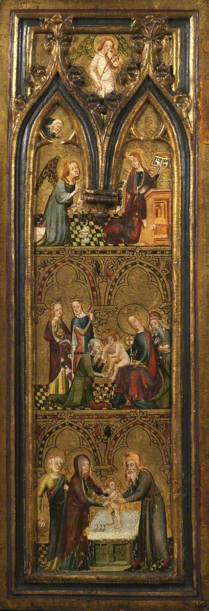 Crucifixion Triptych (formerly known as the 'Estouteville Triptych') (triptych, left wing) (recto), 1374, 