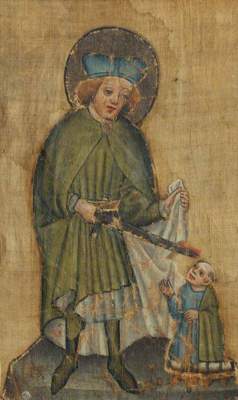 Saint Martin and the Beggar (processional banner, recto), 1440, 
