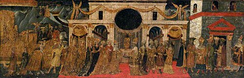Solomon and the Queen of Sheba (cassone, front panel), 1462, 