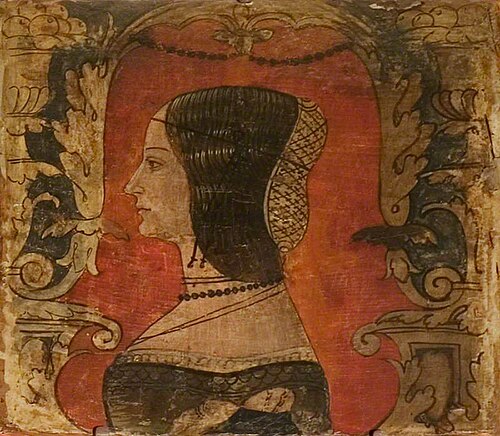 Profile Bust of a Lady Facing Left (one of 29 painted panels from a frieze), 1500, 