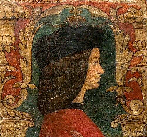 Profile Bust of a Man Facing Right (one of 29 painted panels from a frieze), 1500, 