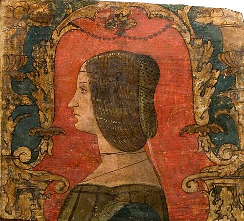 Profile Bust of a Lady Facing Left (one of 29 painted panels from a frieze), 1500, 
