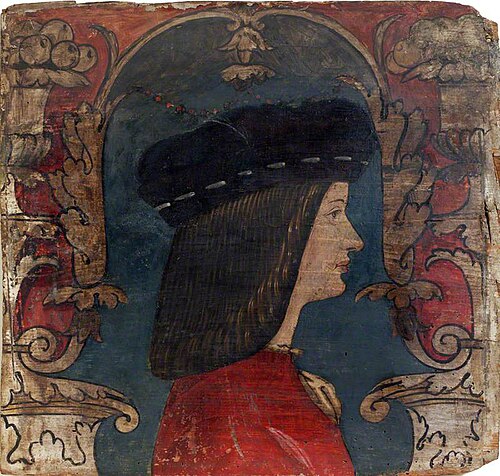 Profile Bust of a Man Facing Right (one of 29 painted panels from a frieze), 1500, 