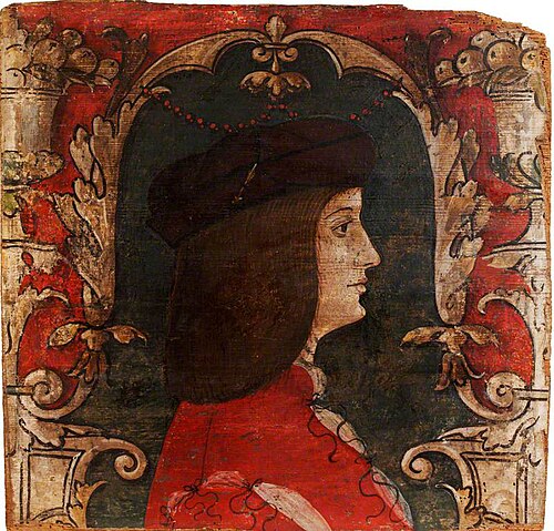 Profile Bust of a Man Facing Right (one of 29 painted panels from a frieze), 1500, 