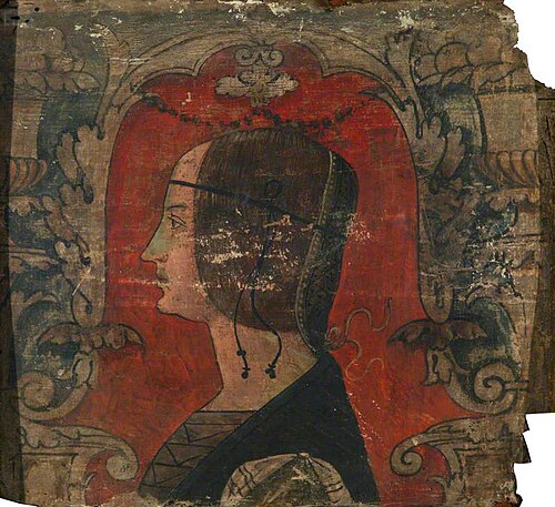 Profile Bust of a Lady Facing Left (one of 29 painted panels from a frieze), 1500, 